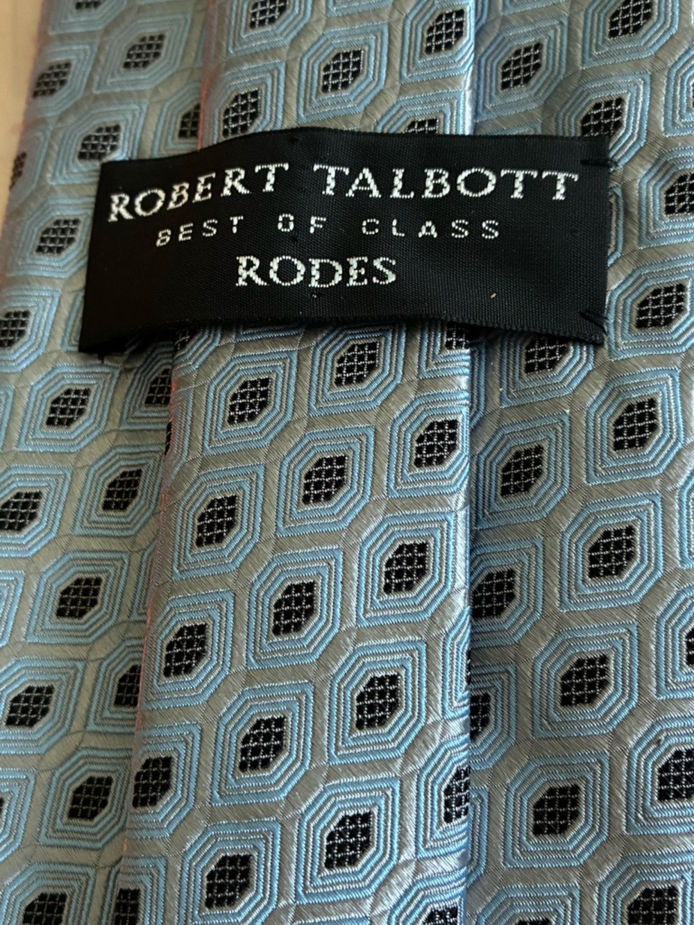 Robert Talbott Sky Blue and Black Hexagon Silk Tie